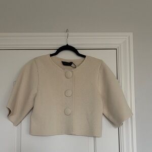 Zara Cream Cropped Button-Front Blazer